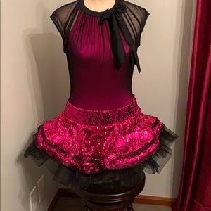 Black & fuchsia sequin dance/costume dress